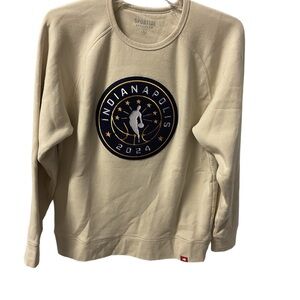 NBA All Star Indianapolis 2024 Embroidered Crewneck Sweatshirt - Beige - Sz XL